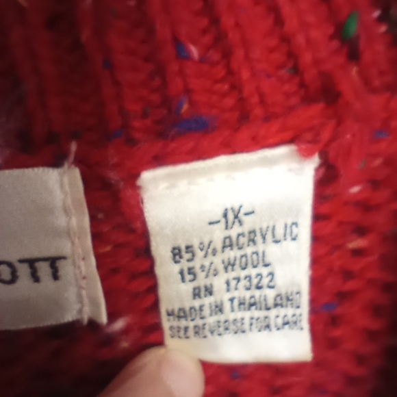 Vintage Red Button Front Cardigan with Pockets Wool Blend by Amanda Scott 1X - Picture 11 of 11